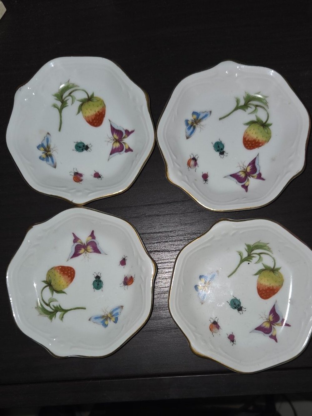 Share VTG Ardalt Lenwile Trinket Dish “Spring Time” Butterfly Strawberry Set of